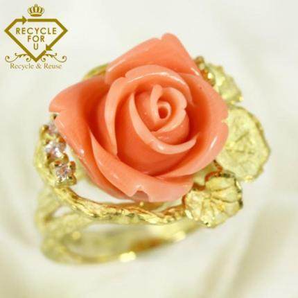 リング ピンク珊瑚 薔薇の花 アルディート シルバーリング「フラワー
