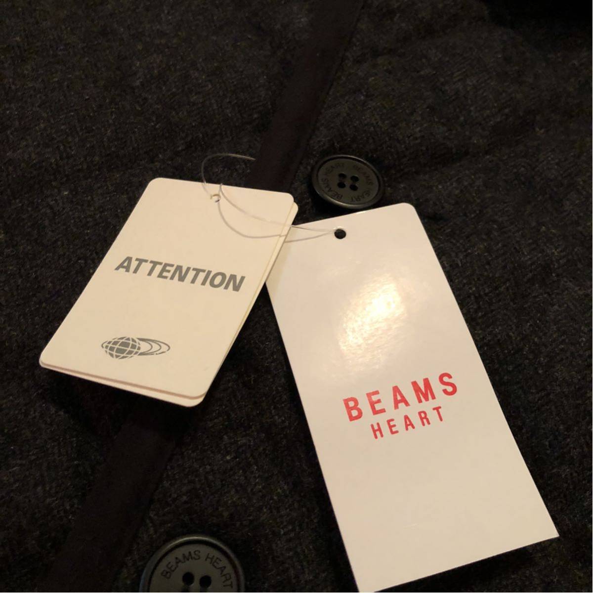 【新品】 ビームス BEAMS　フード付 ツイード 中綿 キルティング コート　S　チャコールグレー