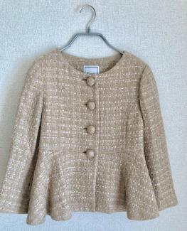 ＊美品＊アナトリエ＊ラメツイードジャケットコート＊ベージュ系36
