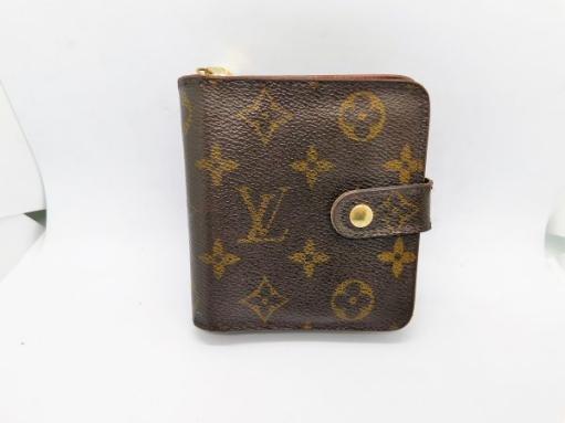 D-005 正規品 中古 (財布)LOUIS VUITTON ルイ ヴィトン モノグラム コンパクトジップ コの字型 2つ折ファスナー財布 M61667