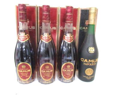 【1円出品】古酒 CAMUS COGNAC GRAND V.S.O.P カミュ グランド VSOP コニャック 700ml 40度 箱付き 栓未開封 4本セット ma