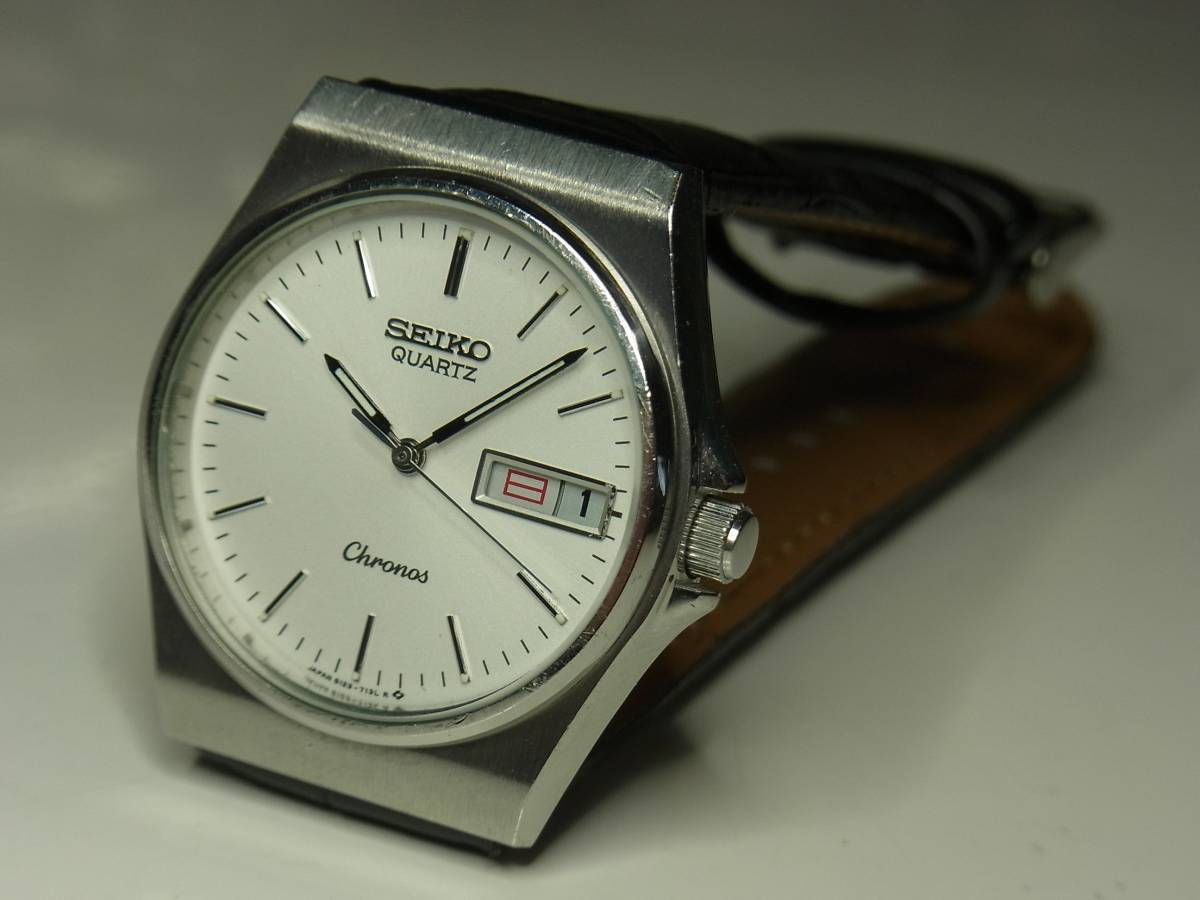 182 SEIKO クロノス ホワイト 8123A ねじ込みリュウズ 美品 電池交換済