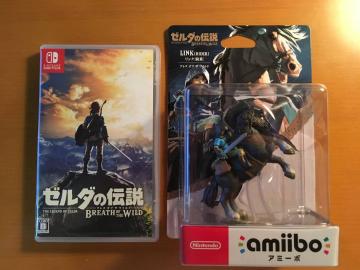 【1円スタート】任天堂スイッチ用ソフト「ゼルダの伝説 ブレス オブ ザ ワイルド 」＆「amiiboリンク（騎乗）」中古品