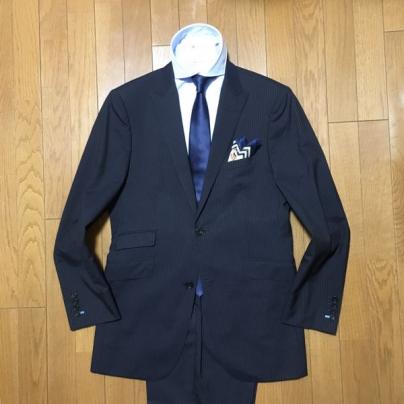 人気セール，正規品 510-13. BURBERRY BLACK LABEL バーバリーブラックレーベル 春夏 極上通年ウール Super100 S ストライプ スーツ ネイビー 42R XL位(XLサイズ以上)｜売買されたオークション情報、yahooの商品情報をアーカイ XLサイズ以上