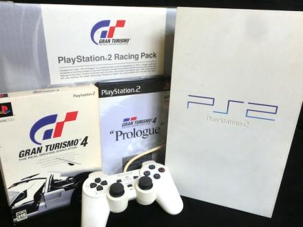 ① 1円 PS2 グランツーリスモ4 レーシングパックセット 動作確認済 本体 SCPH-55000GT ホワイト ソフト プレイステーション2 b