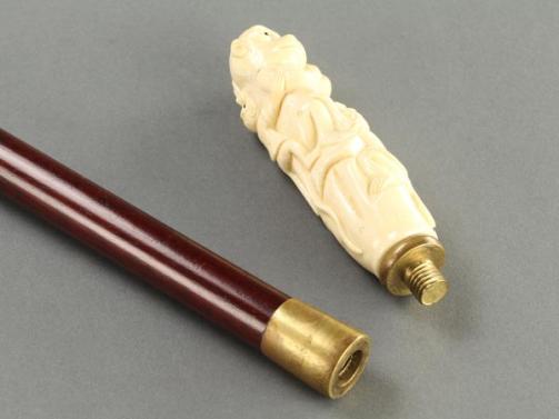 【流】美術品 猿細工杖 ステッキ BS858。