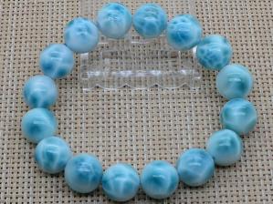 H2964 天然石☆ドミニカ共和国産50Aラリマー☆ブレス13-13.8mm 