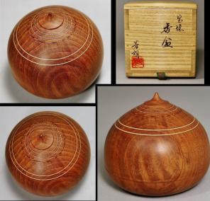 漆器 漆芸 福田芳朗 象嵌宝珠 香合 共箱 xvpbvx