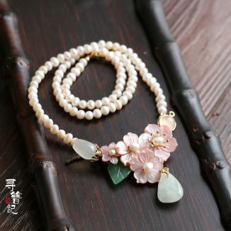 新品/男女通用 手作り 首輪 ネックレス パール 貝殻 翡翠 舞台/撮影/学園祭 同梱可能 dreamgardenjp 漢服用飾り物 XZJ
