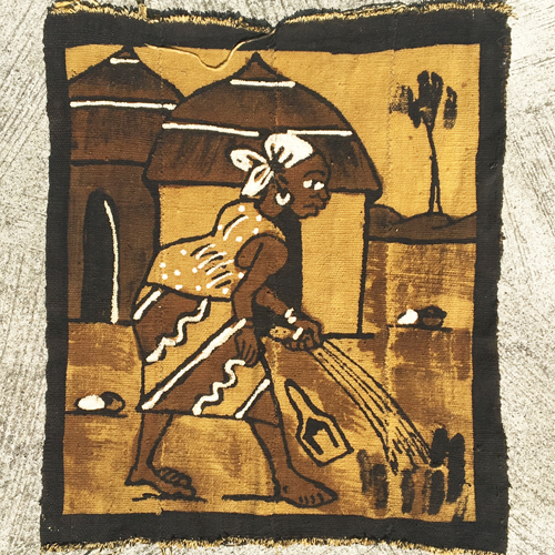 アート　壁掛け アフリカ マリ共和国 泥染め ボゴラン 絵布 人物画 （M） No.9