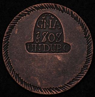 （２－11）スペイン 　フェルナンド7世　銅貨 　1　UNDURO　　1808年　直径39㎜　量目26　g