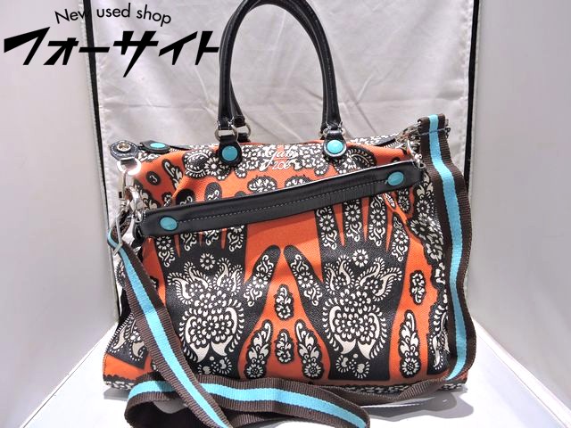 gabs ガブス オレンジ系&times;ブラック系 ハンド/フラワー プリント 2WAY ハンドバッグ ショルダー 30D(トートバッグ)｜売買されたオークション情報、yahooの商品情報をアーカイブ公開 - オークフ その他