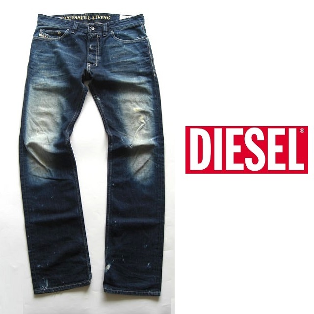 デニム/ジーンズ 新品 DIESEL ウォッシュ加工 ストレート ジーンズ W30 