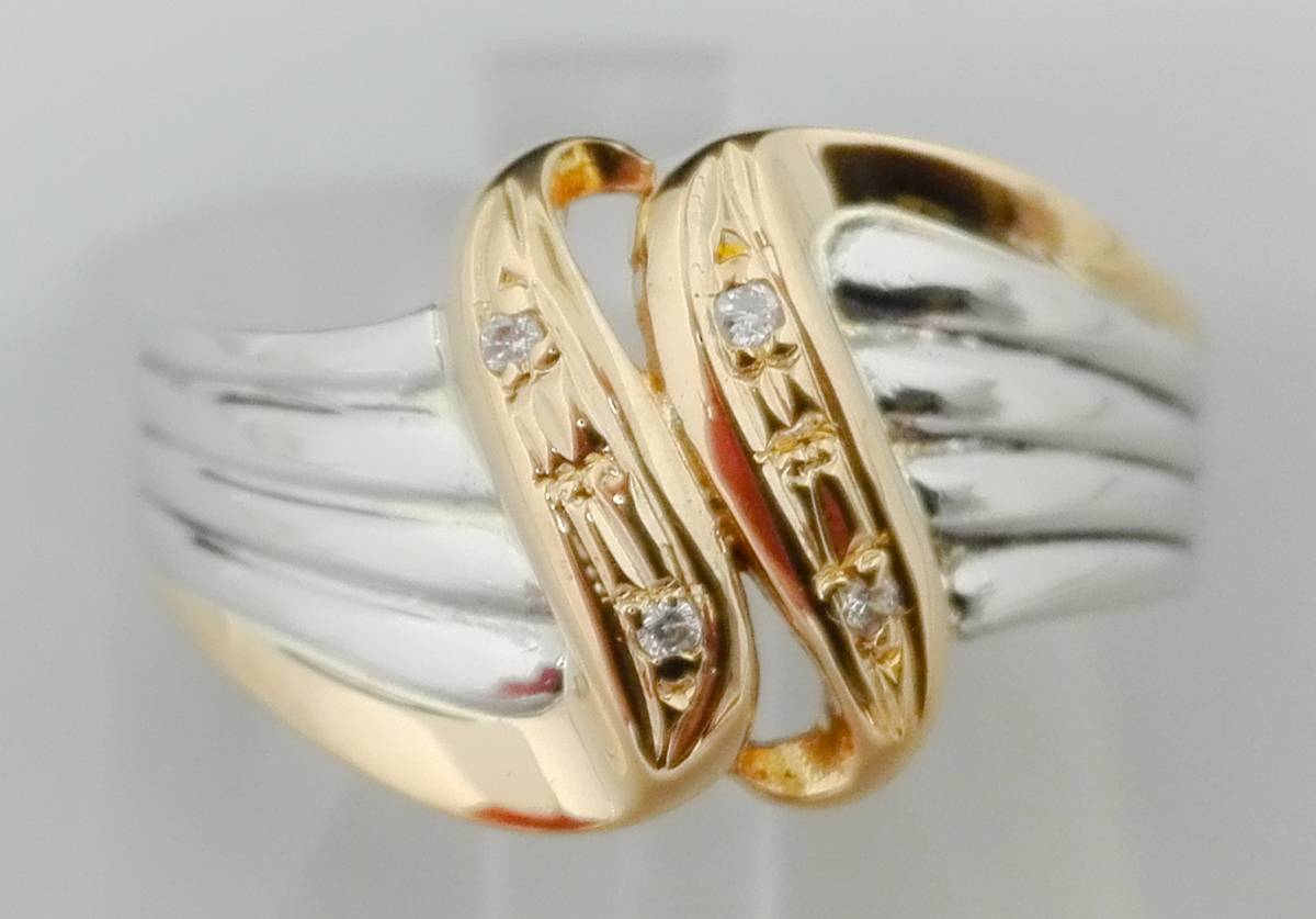 店舗情報 【新品仕上げ済】Pt900 K18 ダイヤモンド0.02ct リング 16号 