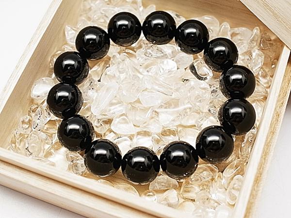 天然石ブレスレット モリオン 黒 水晶 ブルーコーン 不幸を寄せ付け