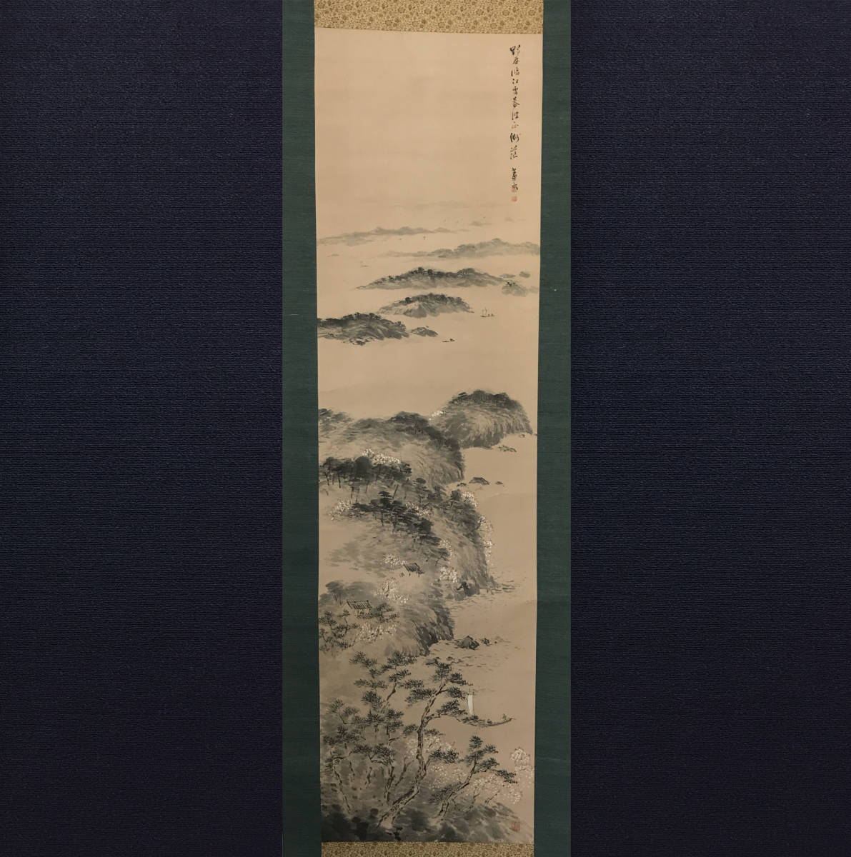 【楽】佐野蘆水（秋林覓句図）日本画　水田竹圃に師事　共箱　肉筆保証　紙本立軸　京都の人　