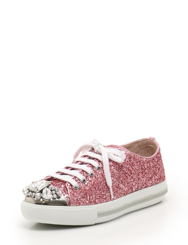【大得価，セール】 Tポイント3% ミュウミュウ miumiu ローカットスニーカー ピンク 36 シューズ 23cm 5E8558 レザー グリッター ビジュー(レディースシューズ)｜売買されたオークション情報、yahooの商品情報をアーカ その他