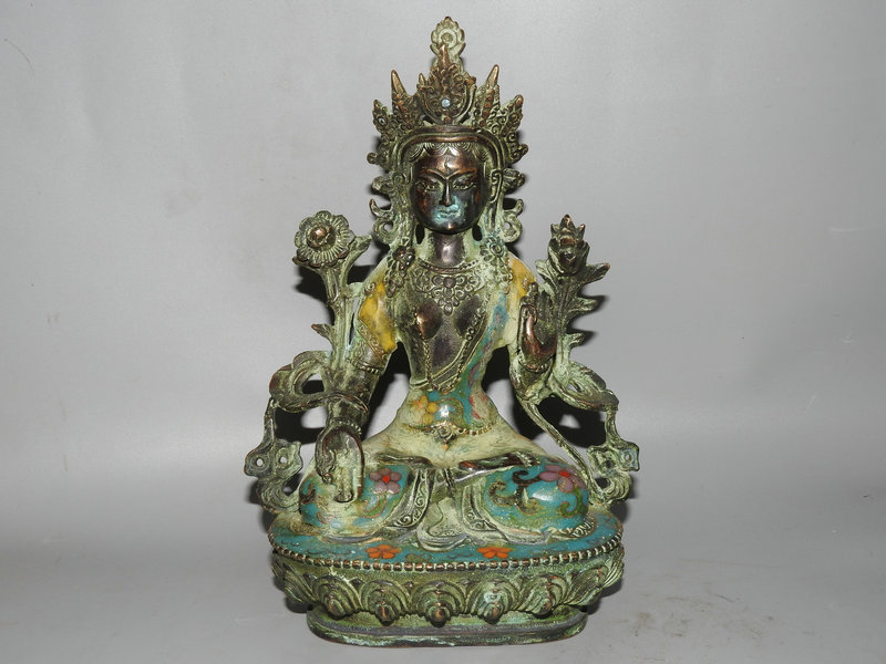 極上珍品 紫銅製 七宝焼 度母仏像 古仏像 密宗密教 時代唐物 【公式通販】