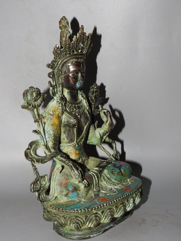 極上珍品 紫銅製 七宝焼 度母仏像 古仏像 密宗密教 時代唐物 【公式通販】