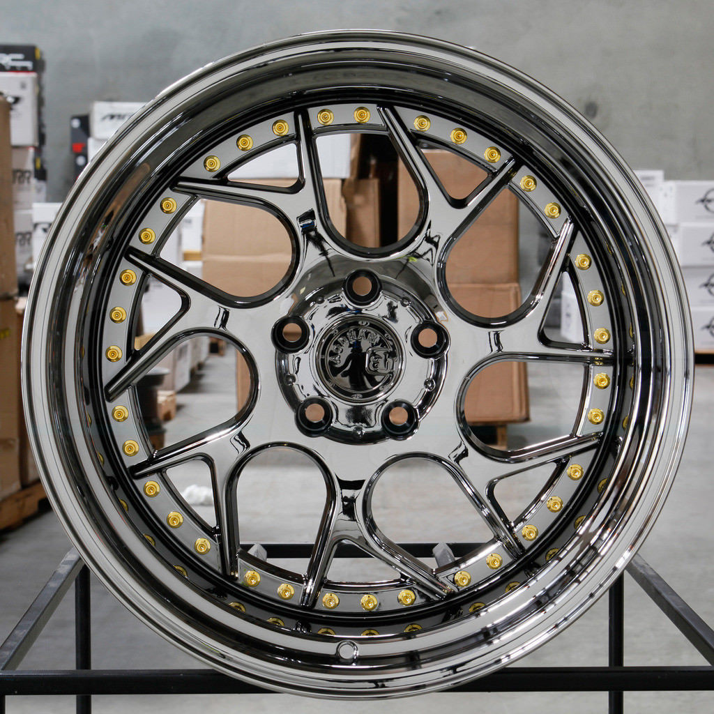 ★☆18インチ Aodhan DS1 ds01 ブラッククローム 4本 PCD114.3 5穴 10.5j+22 スタンス USDM JDM☆★