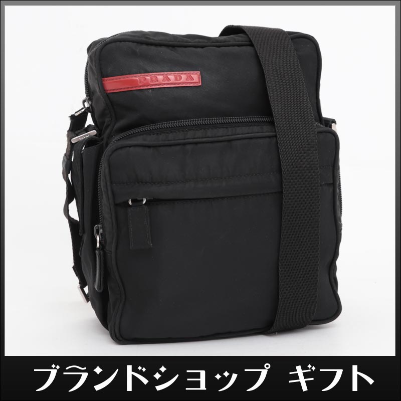 1円 プラダスポーツ ショルダーバッグ 定価7万 ショルダーポーチ 黒 