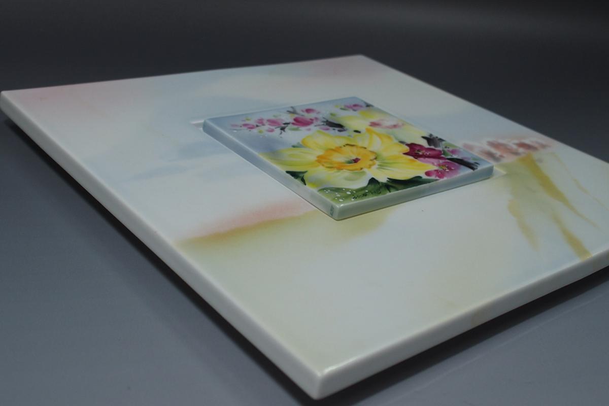 ④ Meissen マイセン 陶板画 壁掛けタイプ 保管ケース付き 花 フラワー