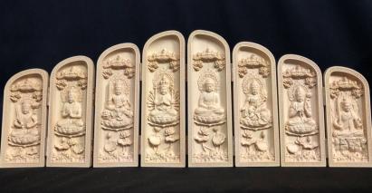旧蔵 清 時代 骨董品 仏像 お守り 仏様 縁起物 文房具 根付 時代物 総柘植材 木彫仏像 仏教美術 お守り 十二支護り本尊