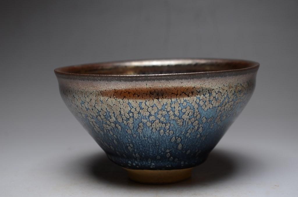 宋時代 黑釉油滴天目茶碗 建窯茶盞 旧家蔵出し 唐物 古賞物(A-59) 宋