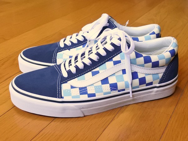 25.0 ♪ 夏の足元にぴったりなブルーチェッカーフラッグがいい感じ★　 VANS OLD SKOOL バンズ オールドスクール スニーカー 新品