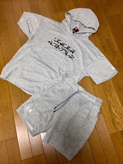 ★アンダーアーマー９ストロングフーディとショートパンツ Ｌサイズ　グレー_1