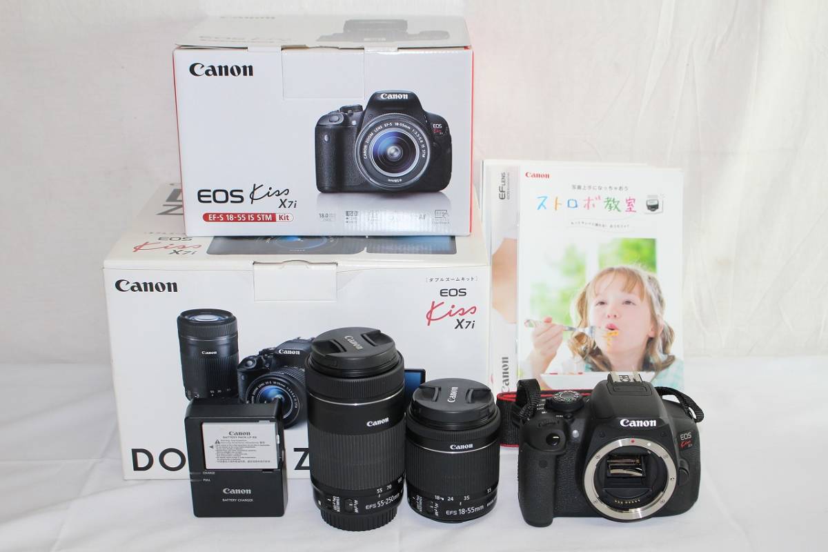 8hEX05509 Canon カメラ EOS KISS X7i ダブルズームキット 美品 箱入