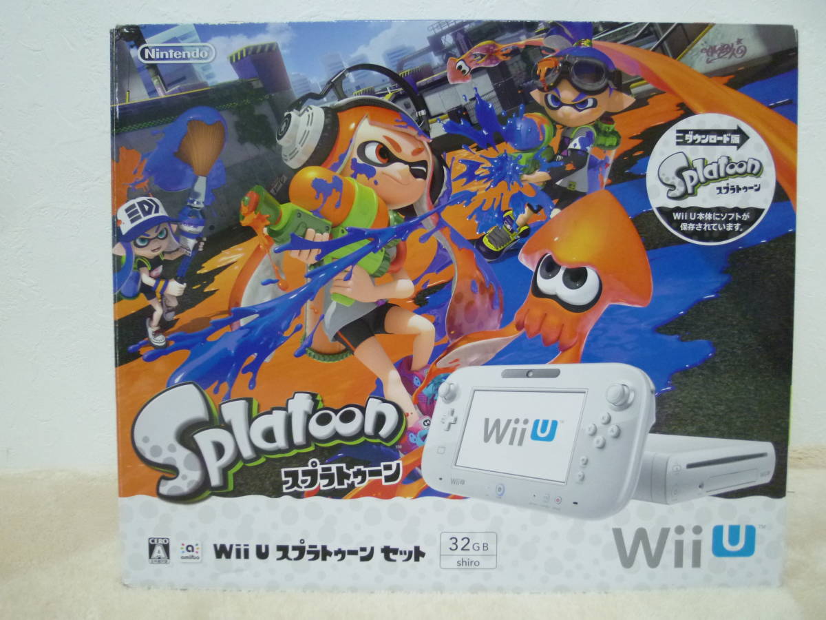 【Z18-26Wii U 本体 スプラトゥーン セット WUP-S-WAGY 32G shiro 白 Nintendo 中古 