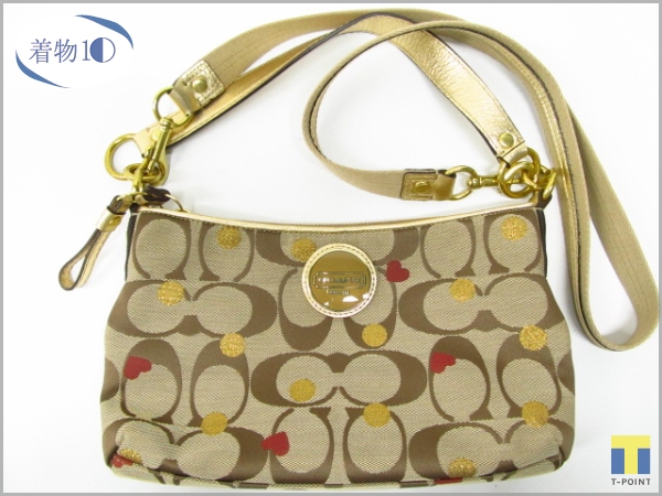 着物10 逸品!! COACH コーチ シグネチャー ハート ドット 2way ハンド 