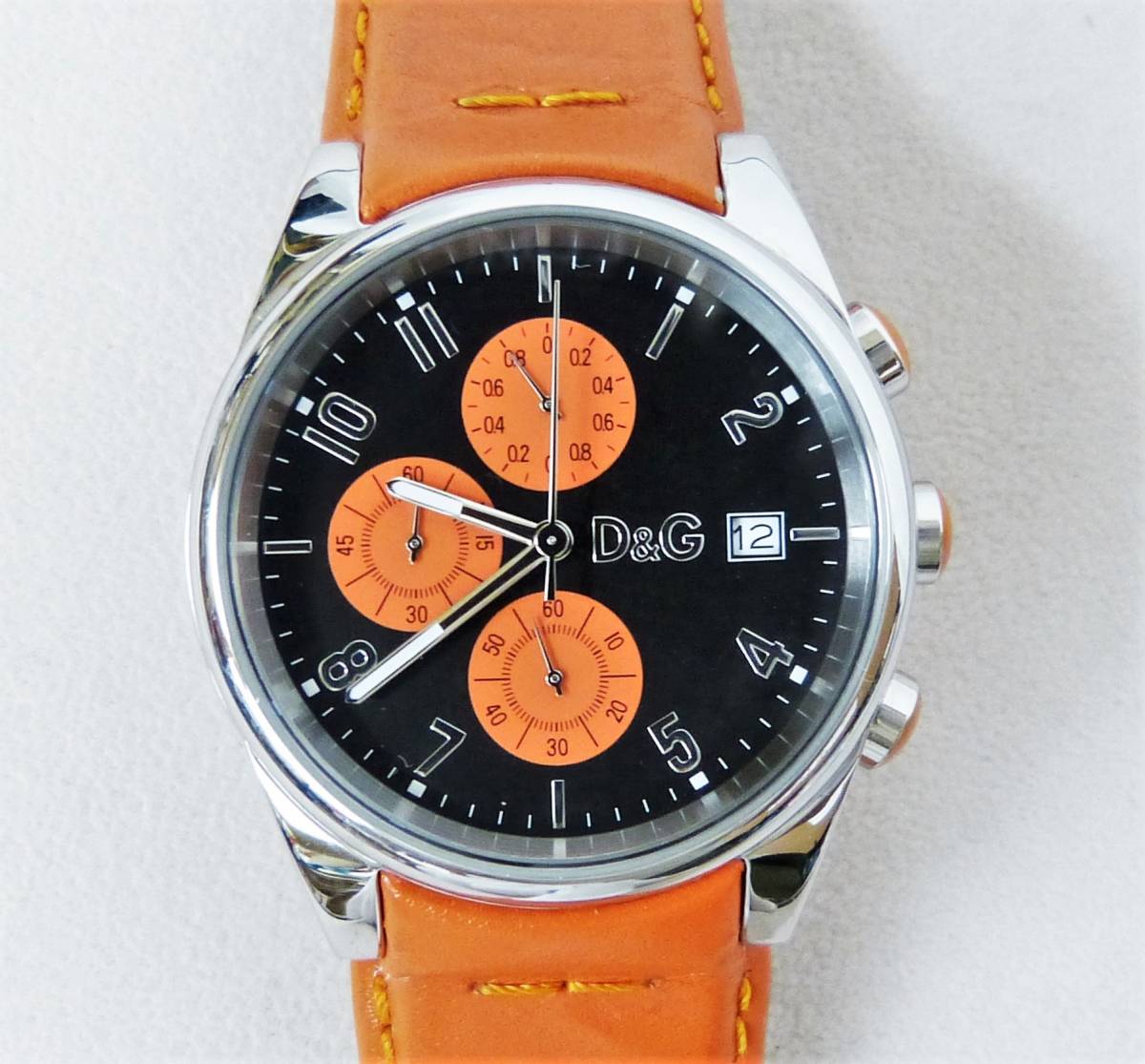 美品】ドルチェ&ガッバーナ D&G クロノグラフ 文字盤 オレンジ 