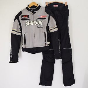 SIMPSON メッシュ ライダース ジャケット パンツ セットアップ Lサイズ SIMPSON ライダースジャケット＆パンツセット メッシュタイプ Lサイズ