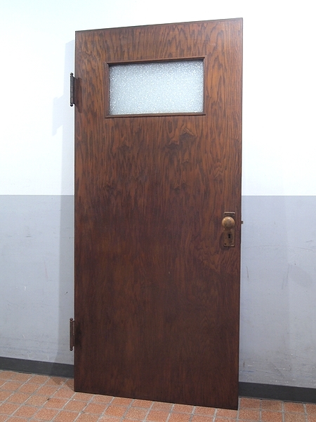 昭和レトロ モダン アンティーク 建具■② 古い木味 ガラス戸 ドア 扉 ダイヤガラス 鬼ガラス 真鍮金具 建材 古民家 洋館 カフェ■