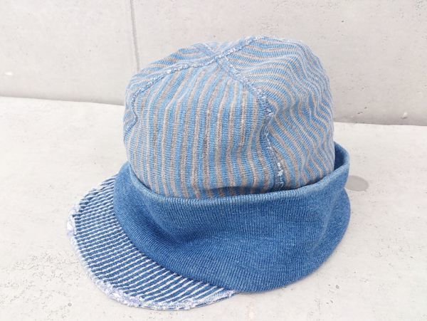 ◇ KAPITAL キャピタル ストライプ デザイン 帽子 グレー ブルー * ◆ 1000002453810
