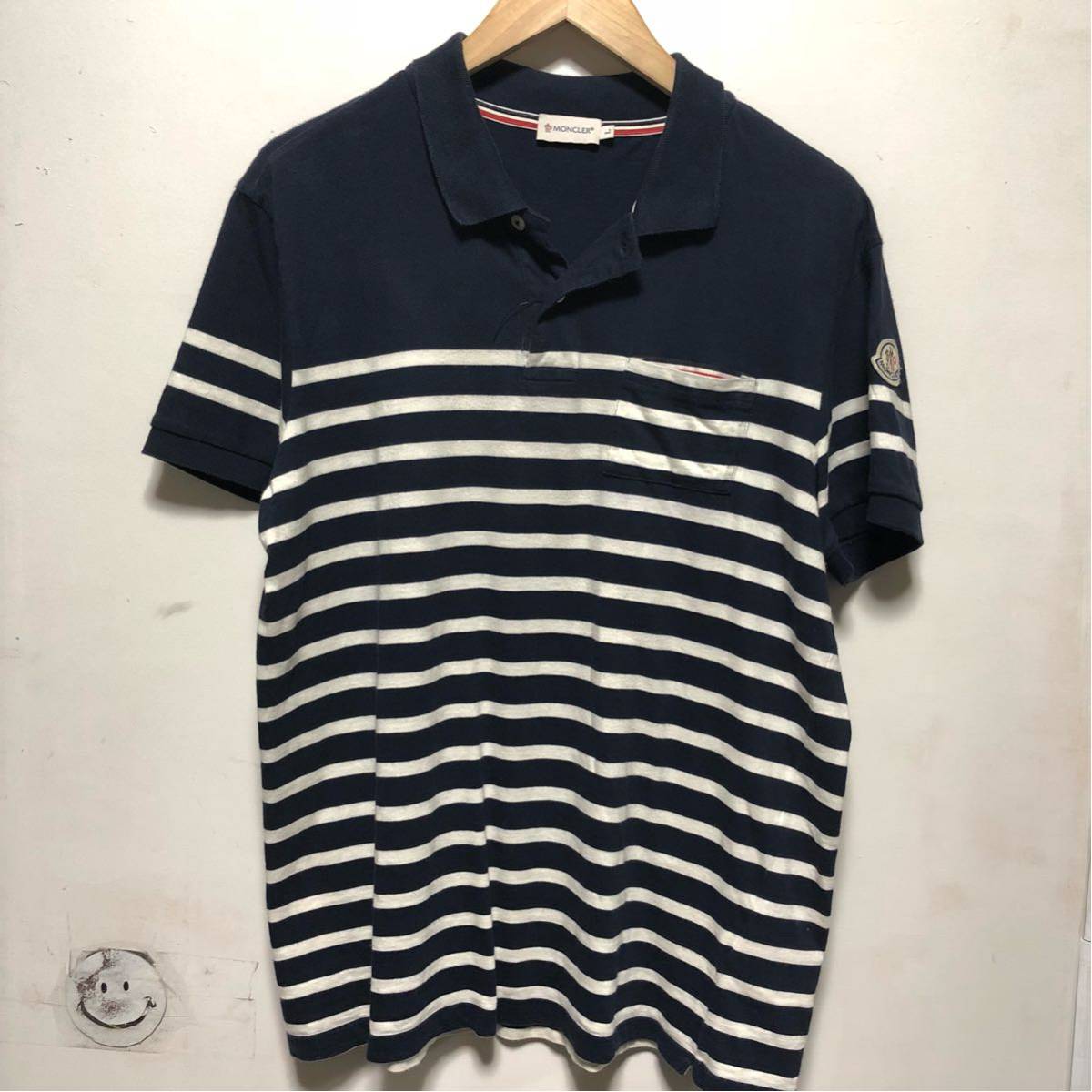 MONCLER モンクレール ポロシャツ ボーダー 半袖ポロシャツ - 美品 
