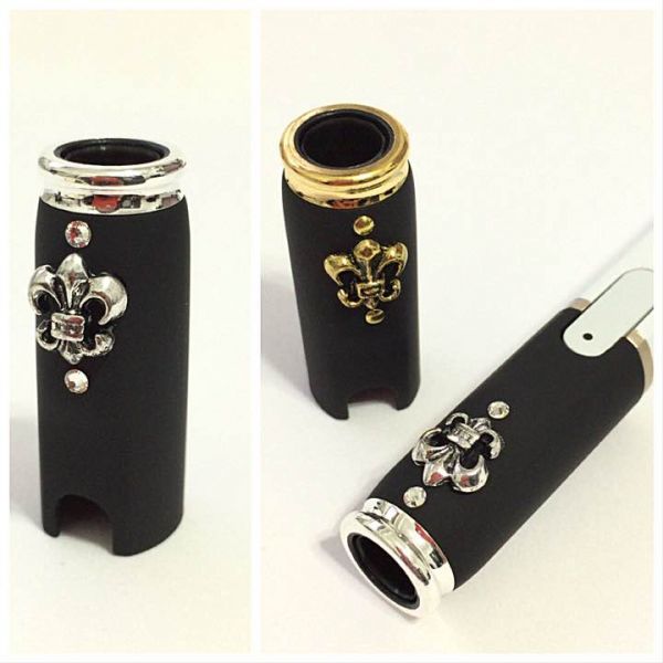 送料無料 デコ アイコス キャップ マットブラック シルバーリング 百合S スタッズ●IQOS/カバー/カスタム/ハンドメイド/たばこ_2
