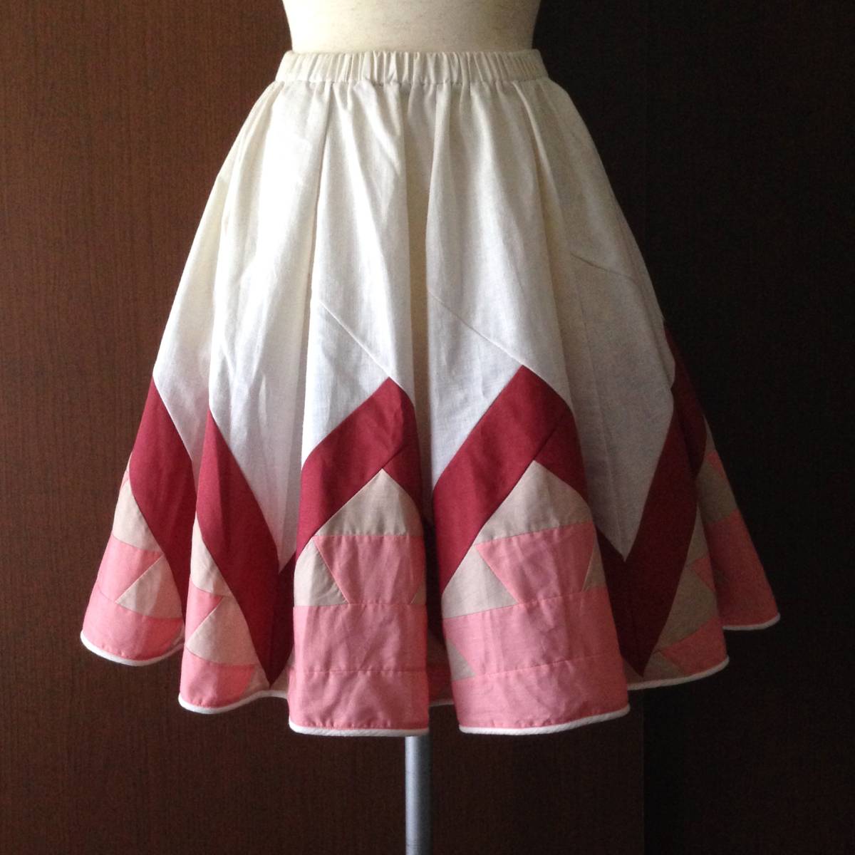 希少!! 70's ビンテージ ハンドメイド 配色 パッチワーク サーキュラー