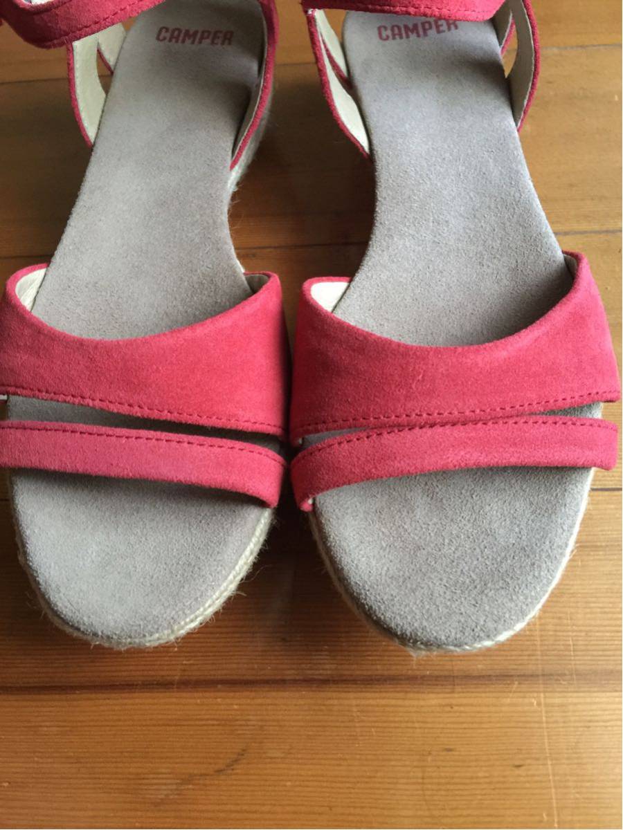 お値下げ☆未使用☆CAMPER カンペール 本革スエードサンダル 赤 ３８