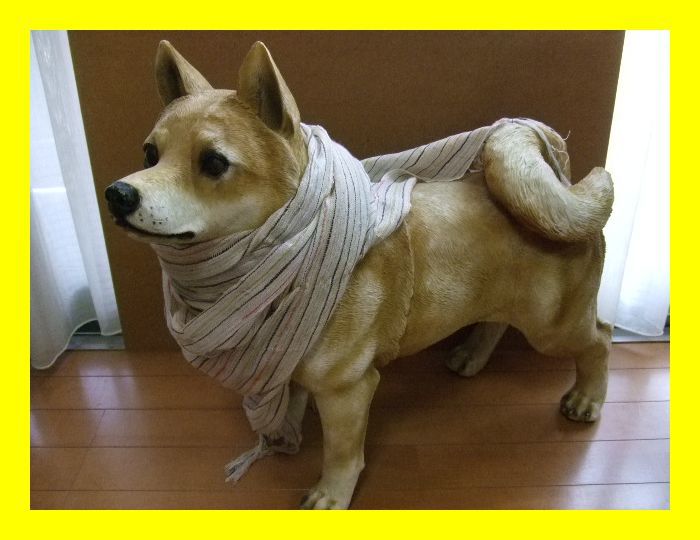インテリア小物 ☆リアルな秋田犬 立像 樹脂製 置物 右向き ガーデン