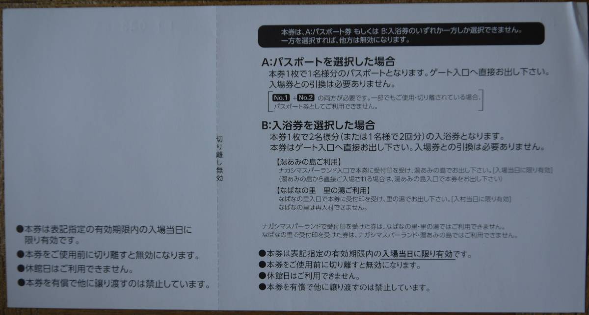 ナガシマスパーランド パスポート券 1名様分有効期限　2024年9