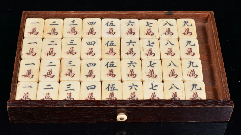 麻雀牌 背竹牌 竹嵌 中国美術 骨牌 唐木箱付 古玩 - 公式通販