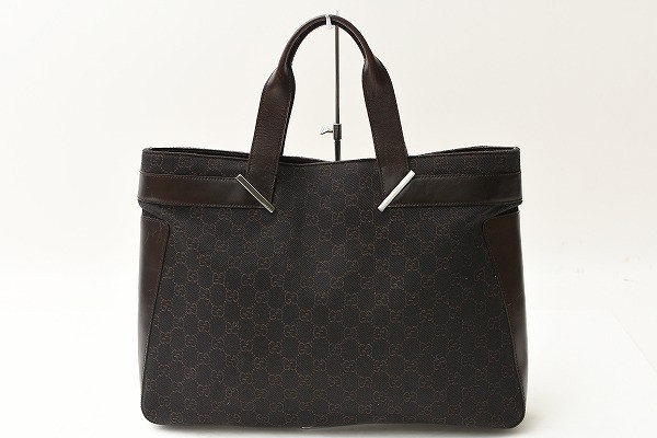 MN-0210 GUCCI トートバッグ ハンドバッグ 書類 GG柄 キャンバス 