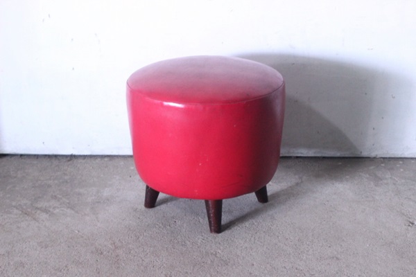 TB526赤座面の丸椅子 スツール◇昭和レトロ/モダン/アトリエ/スツール