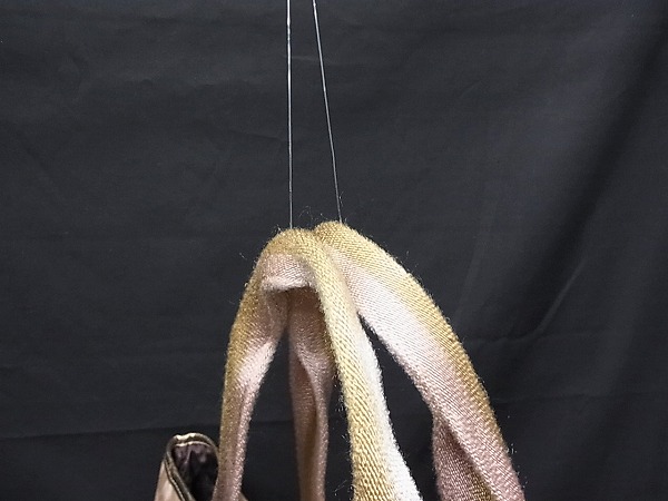 1円 ■極美品■ GUCCI グッチ 267474 GG ナイロンキャンバス トートバッグ ショルダーバッグ ゴールド×ピンクベージュ M038I