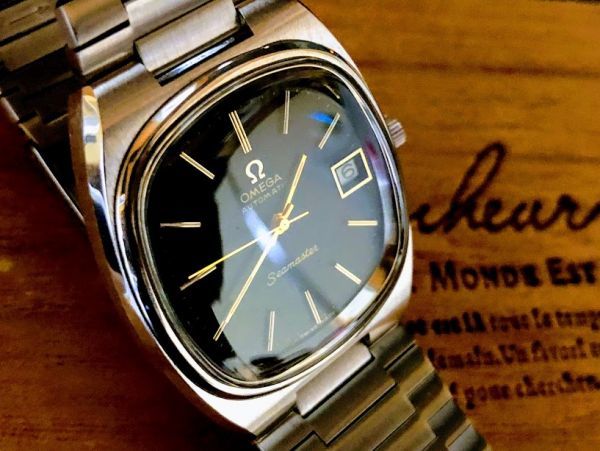 【値下げ交渉あり】★omega★ オメガ シーマスターブラック文字盤 腕時計1970年 Cal.1012 中古 メンズ◆アンティークウォッチ 送料無料