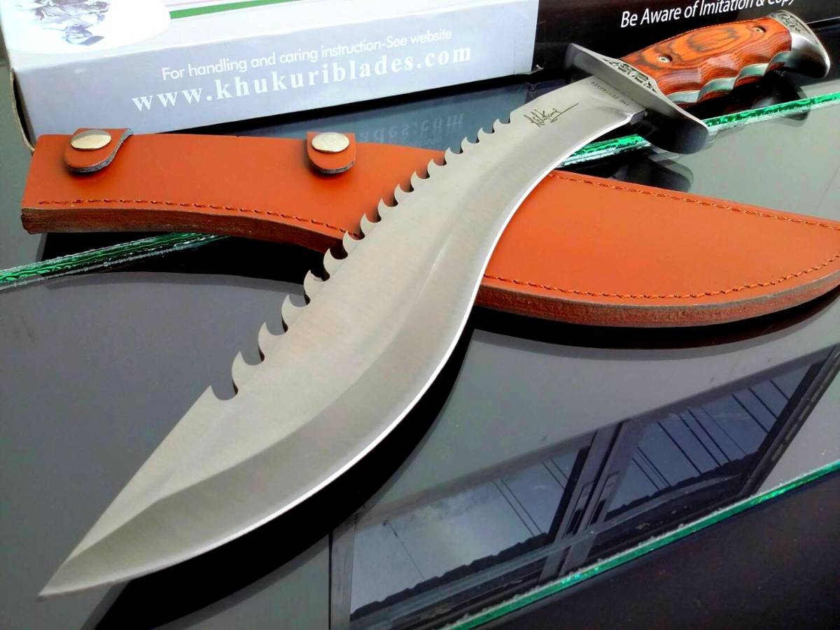 ◇ EG KNIVES 超大型マチェットナイフ 5mm厚 フルタング構造 本革 