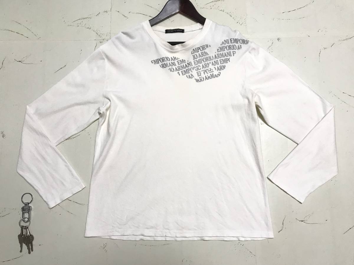 高品質 EMPORIO ARMANI エンポリオ アルマーニ 長袖 Tシャツ ロンT 白 ホワイト メンズ 大きめ 大きいサイズ(長袖Tシャツ)｜売買されたオークション情報、yahooの商品情報をアーカイブ公開 - オークファン 男性用